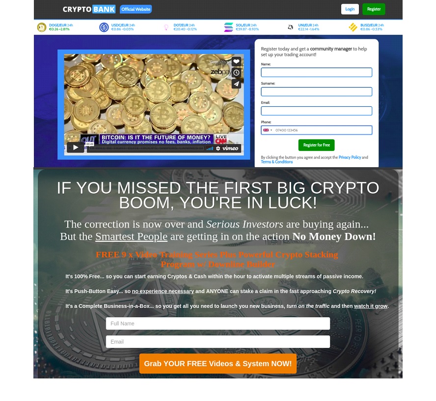 Examples of scam sites that offer money making opportunities from bitcoins 